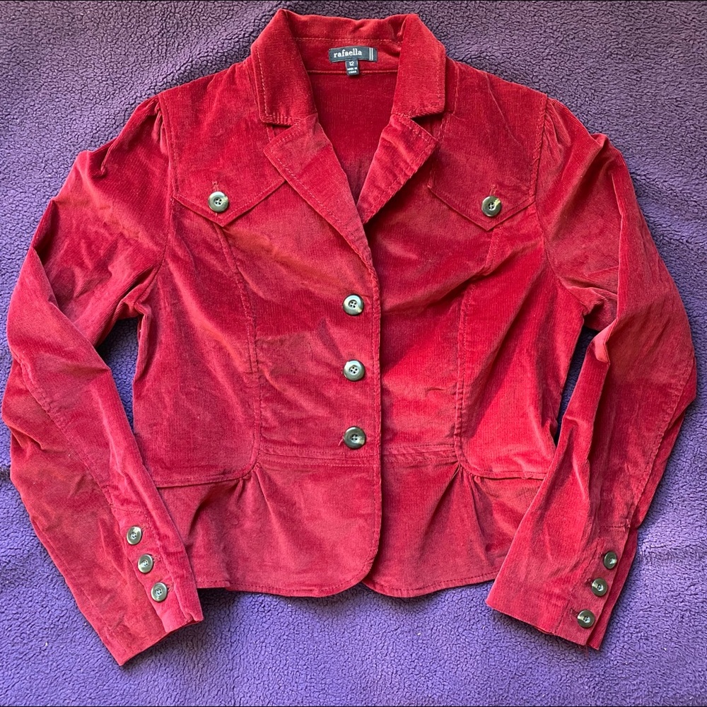 Cherry red corduroy Rafaella jacket - size 12 (M)